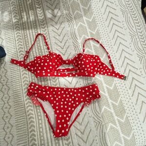 Red polka dot bikini